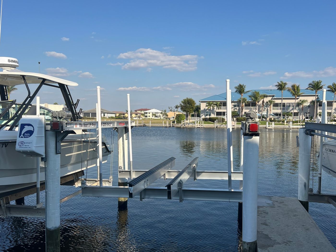 A lift going in from the water on a SW Florida canal