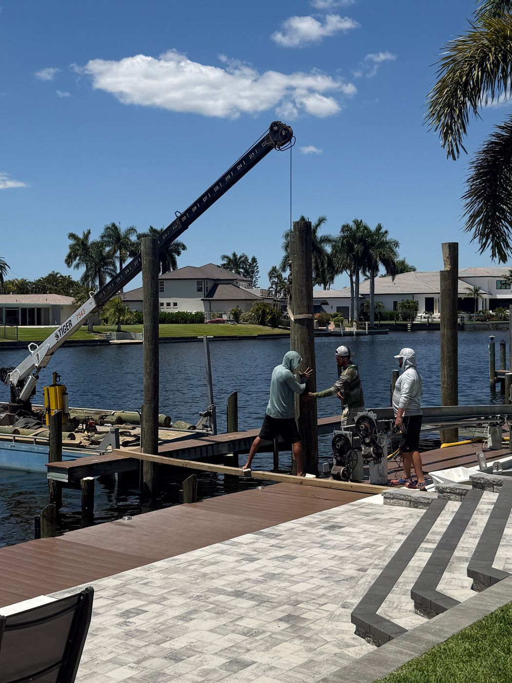 Crew working from the water