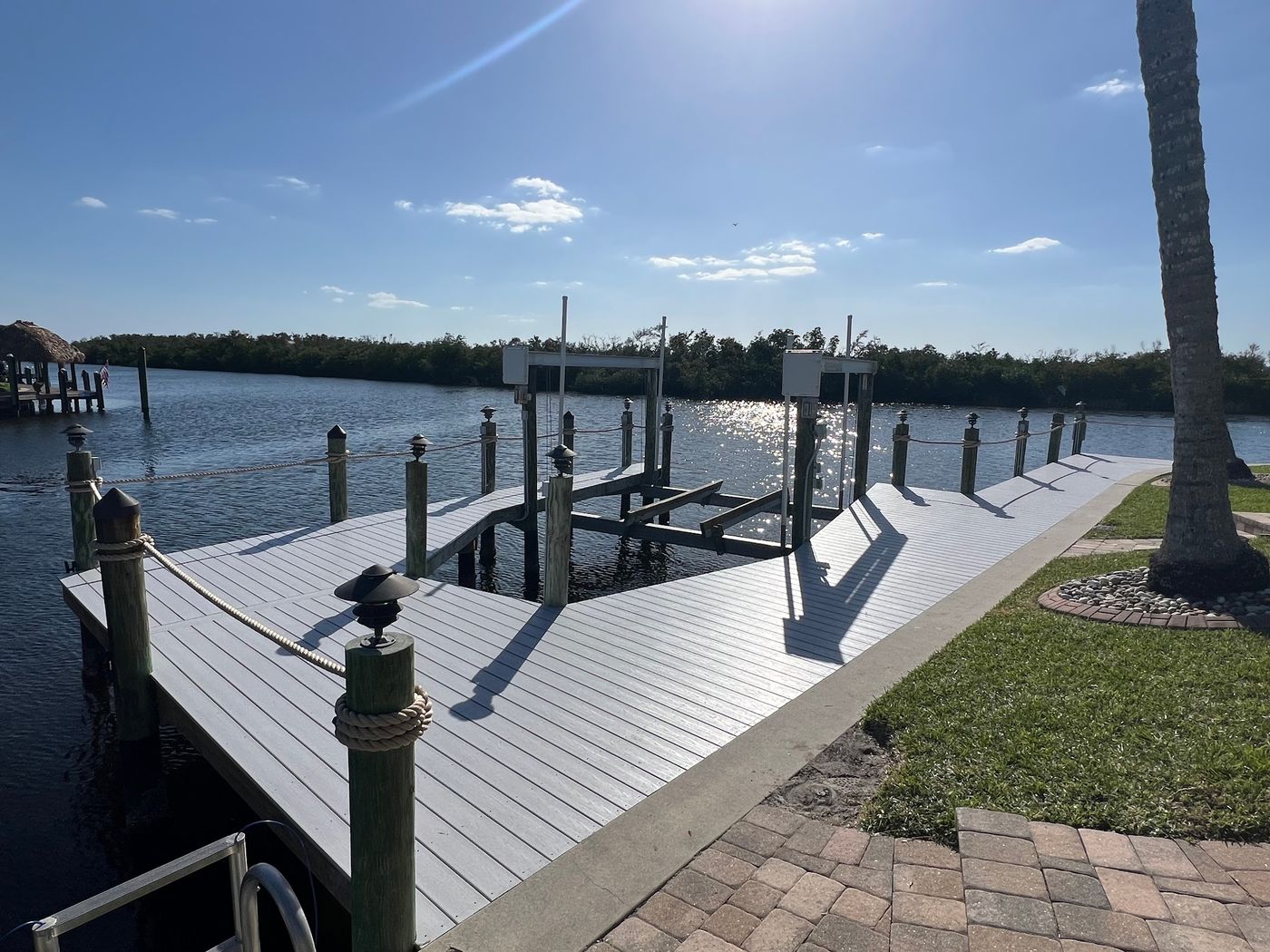 Fresh white composite re-decked dock