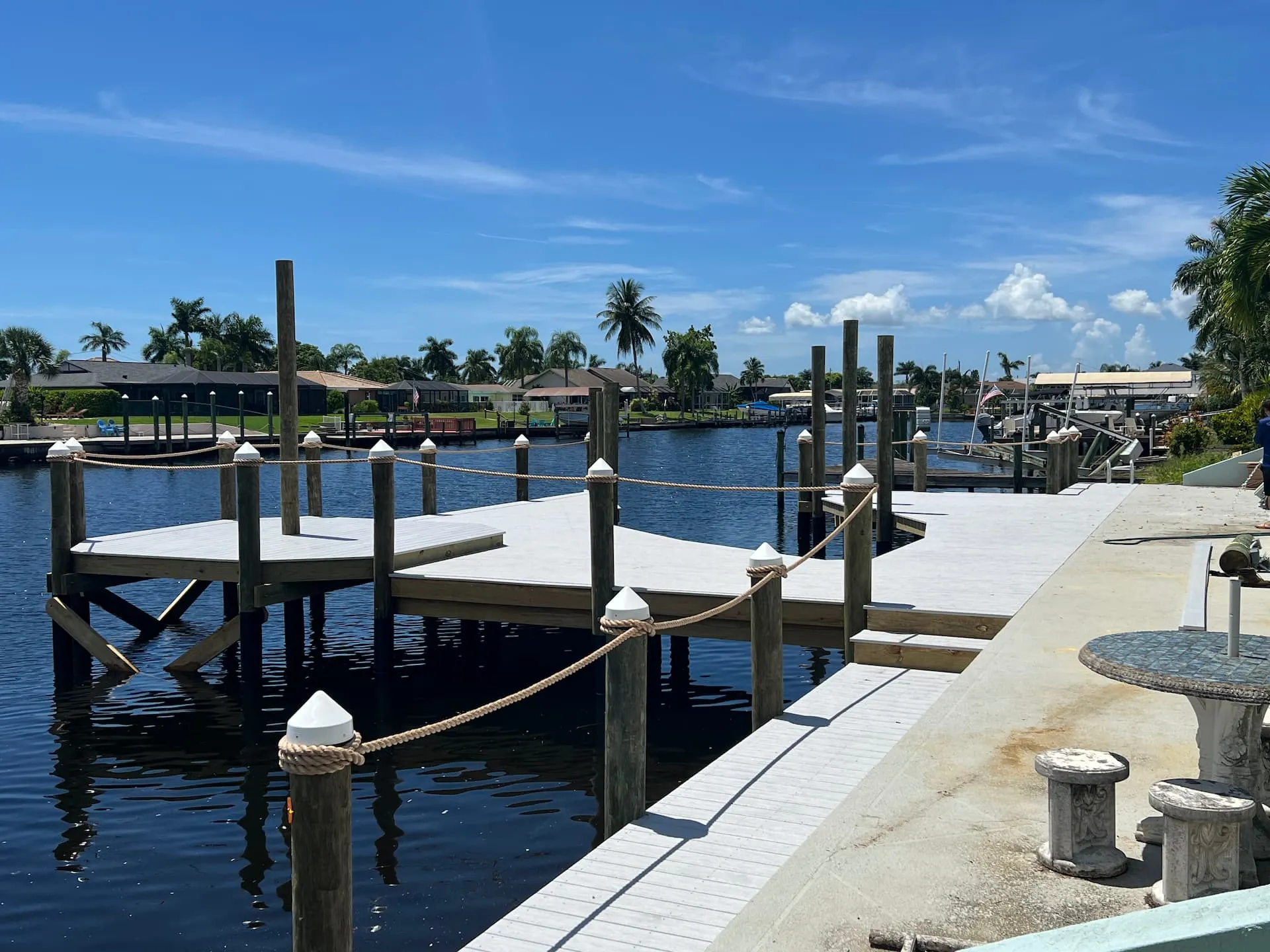 Custom dock build reference image for Bokeelia waterfront properties