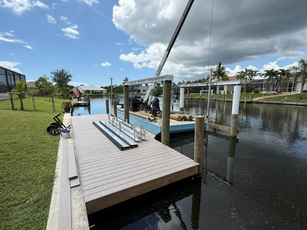 dock-with-boat-lift-frame-installation