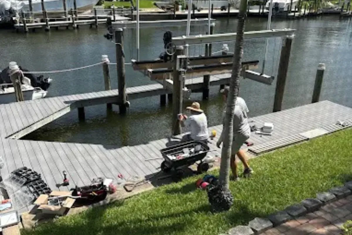 Dock and boat lift construction project used as a Charlotte County permit reference image